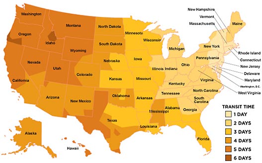 Shipping Transit Time Map